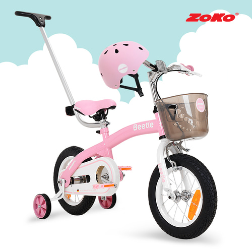 (세트)ZOKO 조코 24년형 비틀 12인치 유아동 체인네발자전거(핑크)+ 유아동 어반 헬멧(핑크)