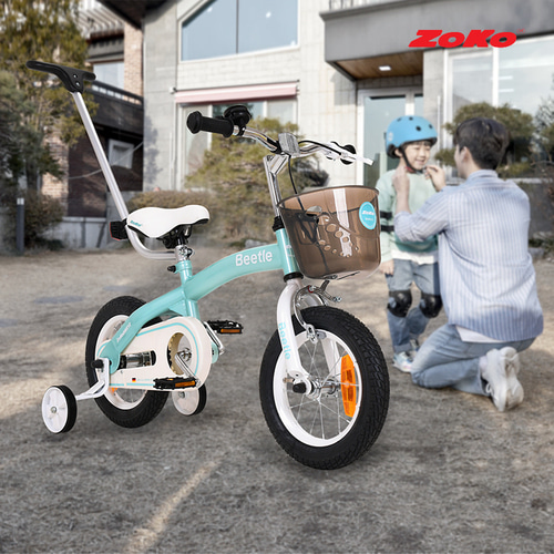 (세트)ZOKO 조코 24년형 비틀 12인치 유아동 체인네발자전거(민트)+ 유아동 어반 헬멧(스카이블루)