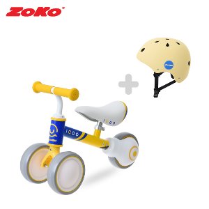(세트)ZOKO 조코 콤보 밸런스 바이크 붕붕카 (옐로우&amp;블루)+유아동 어반 헬멧(크림)