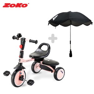 (세트)ZOKO 조코 폴딩 미니 세발자전거(핑크)+다용도 우산 양산 파라솔