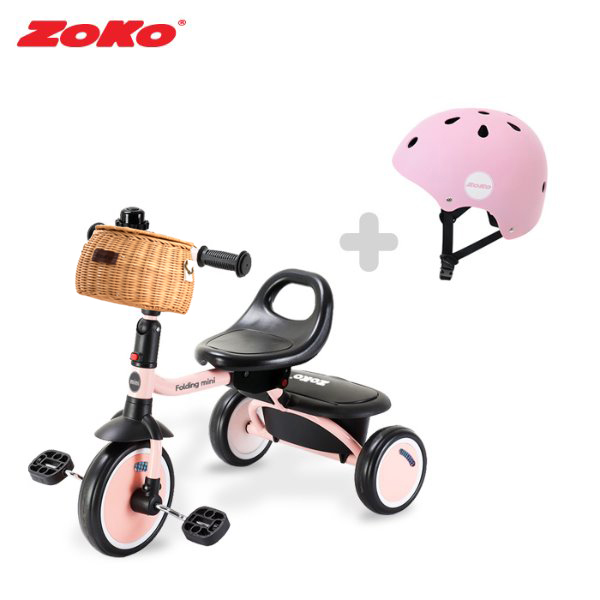 ZOKO 조코 폴딩 미니 세발자전거 라탄바구니 세트 (어반형헬멧+라탄바구니)